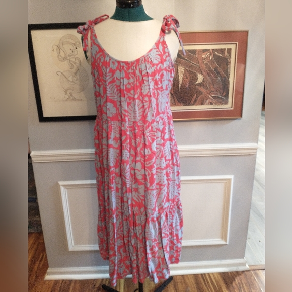 Beach Lunch Lounge dress with shoulder ties Coral Reef - Picture 2 of 6